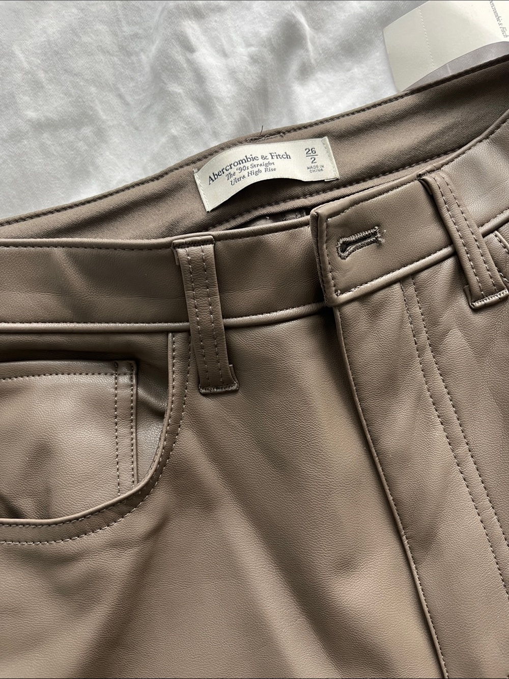 Abercrombie & Fitch Olive Brown Faux Leather straight Pants